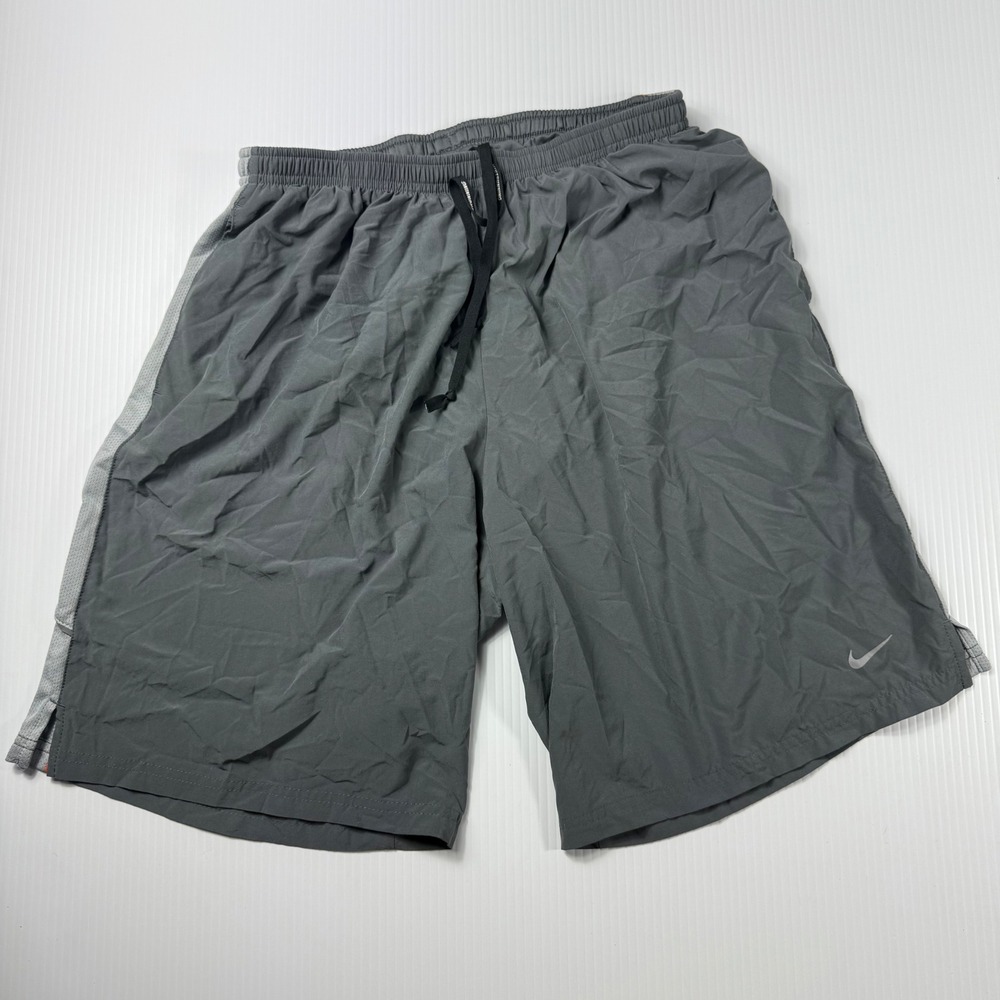 Nike Dri-FIT Running Shorts Athletic Gym Training Gray Orange L